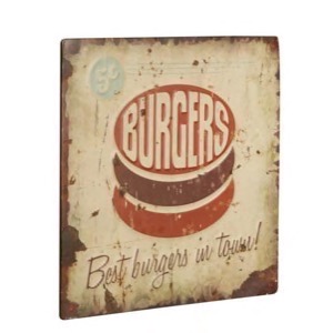 Metal skilt Burgers - Best Burgers In Town 30x30cm